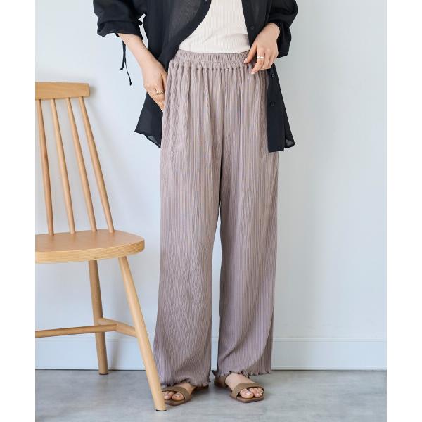 【mil (ミル)】【接触冷感】ランダムリブ リラックスワイドパンツ