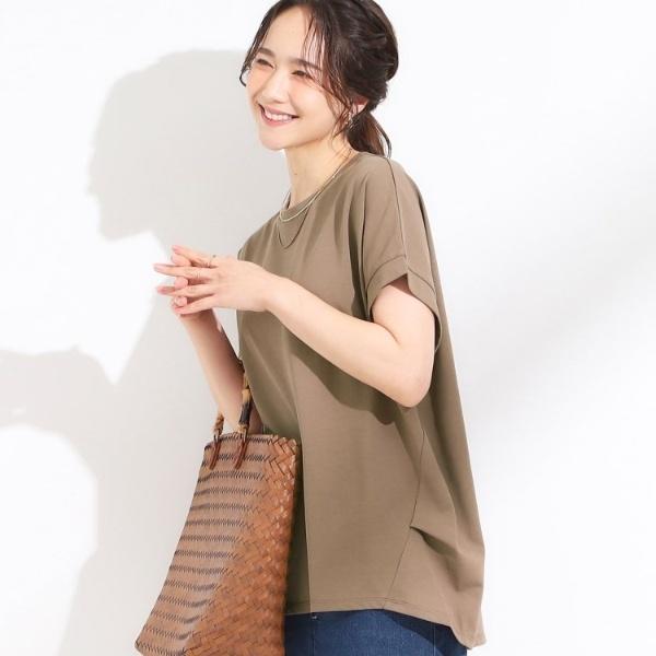 【S-LL汗ジミ軽減ひんやりUV】体型カバーに タック入りドルマントップス