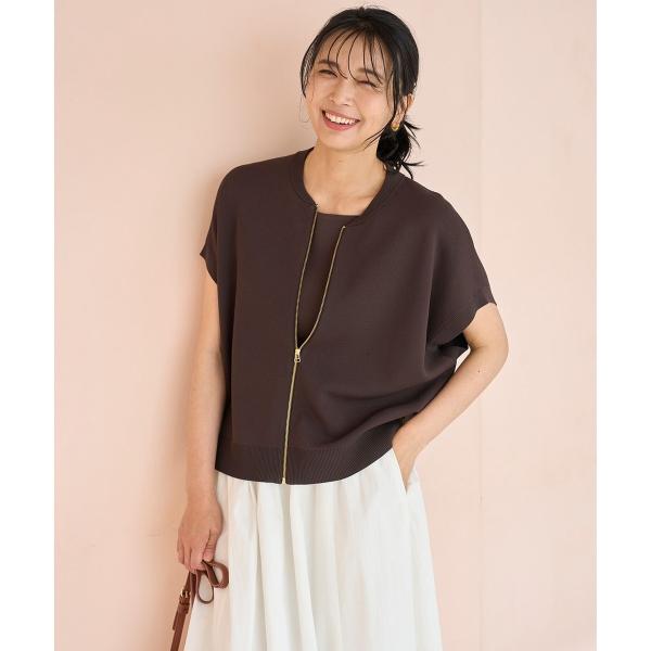 スゴ機能美ニット スリーブレスブルゾン