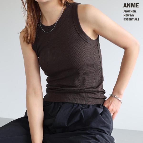 カップ付き テレコリブ アメスリ タンクトップ ANME アンメ