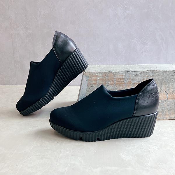 晴雨兼用 日本製 撥水ストレッチ レザーシンプルコンフォートシューズ