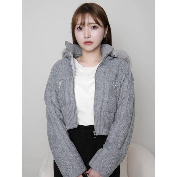 ウォームケーブルニット中綿ジャケット