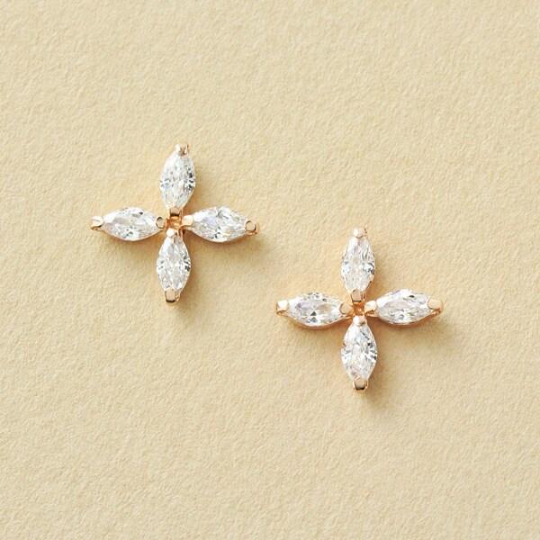 【Lively】K10 フラワー ワンポイントピアス( PG)