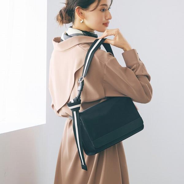 【TREASURE TOPKAPI】ナイロン ストライプベルト フラップ ショルダーバッグ