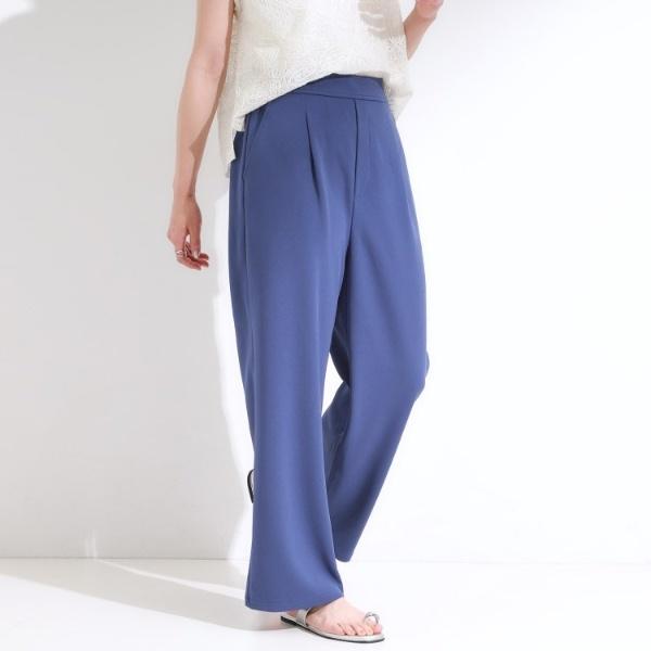 【S-LLストレッチ】脚のラインを拾いにくい スマートワイドパンツ