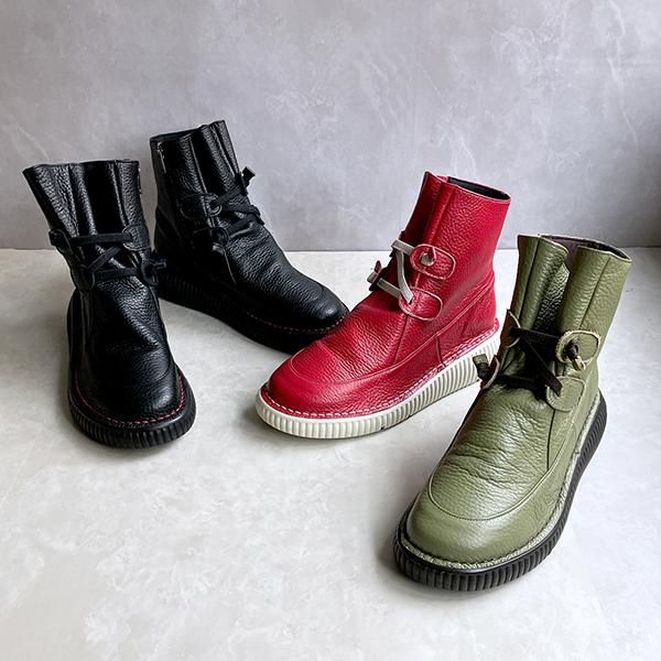 幅広ボリュームソール レースアップレザーブーツ 日本製