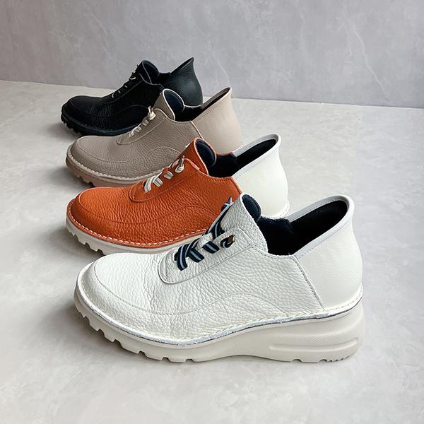 スグ履ける！軽量レザーレースアップ風スリッポンシューズ