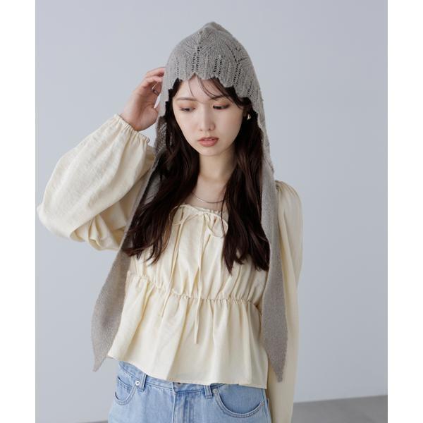 透かし編みフードマフラー