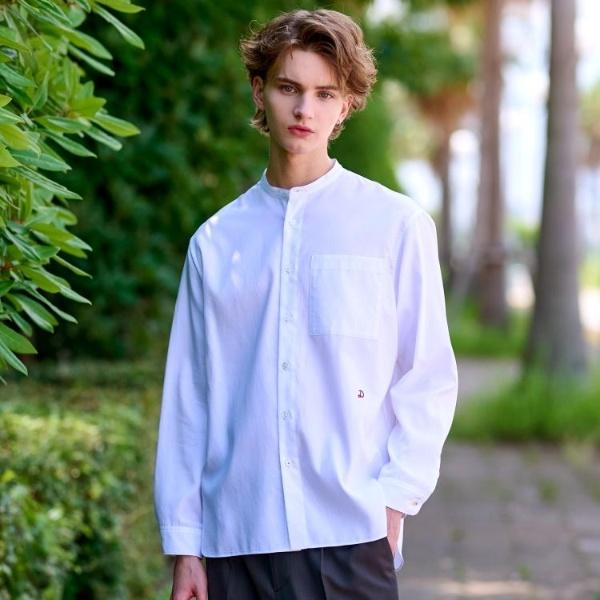 200双糸 バンドカラーシャツ