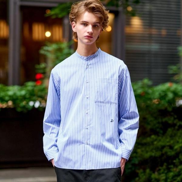 バンドカラー ロンストシャツ