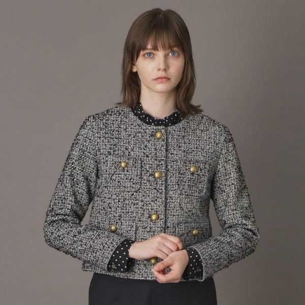 【セットアップ可】ツイード ノーカラージャケット