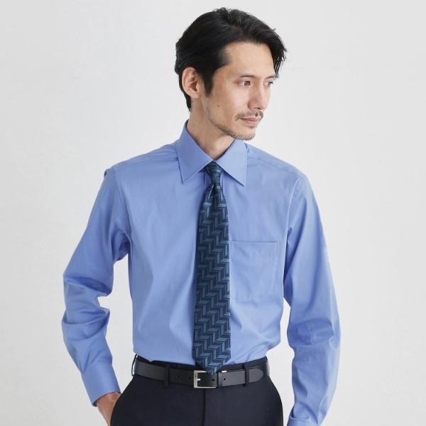 ストレッチ ワイドカラー シャツ
