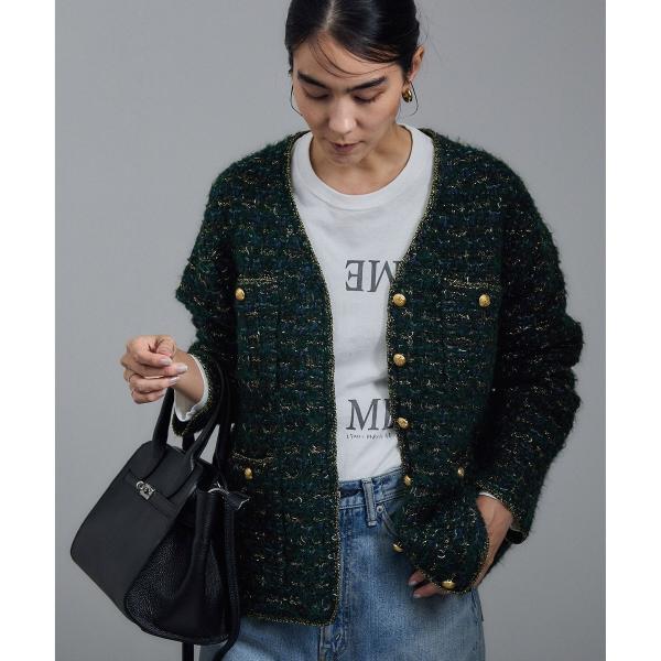 ツイードニットVネックジャケット