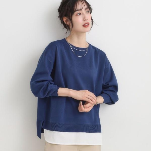 【S-LL洗える】一枚で簡単こなれ見え スポンディッシュ 裾レイヤード風ニット【CIRCRIC】