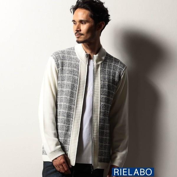 【RIELABO】ツイードチェック ドライバーズニット
