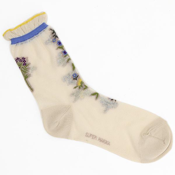 ラインフラワージャカードソックス