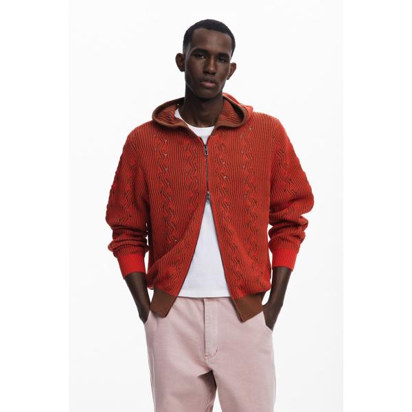 【4サイズ展開/S/XL】ジッパー付きニットパーカー