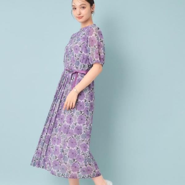 【＆yours project／SS〜L】レース柄プリーツワンピース