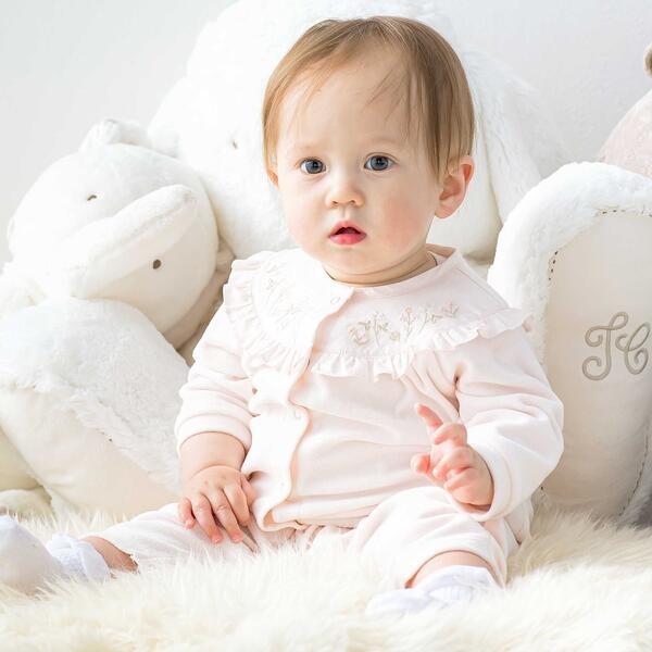 小花刺しゅうベロアフリルカバーオールベビー(70-80cm)