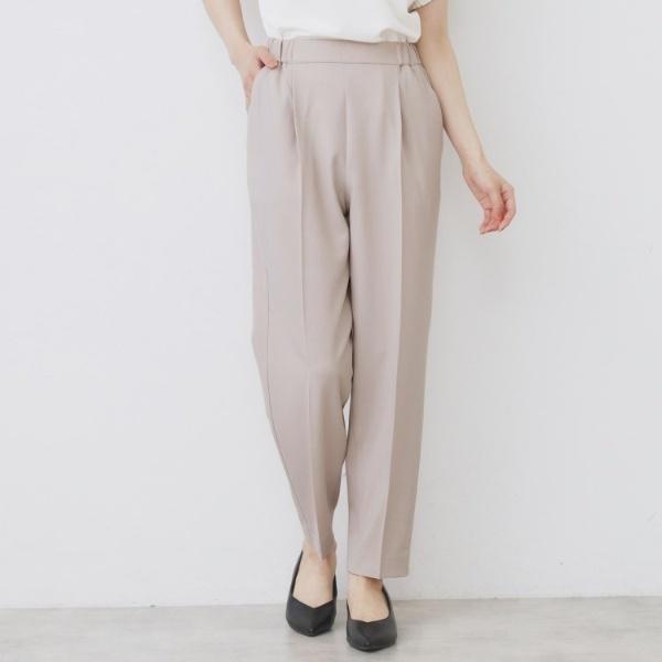 ラメピンストライプイージーテーパードパンツ【洗濯機洗い可ストレッチ】