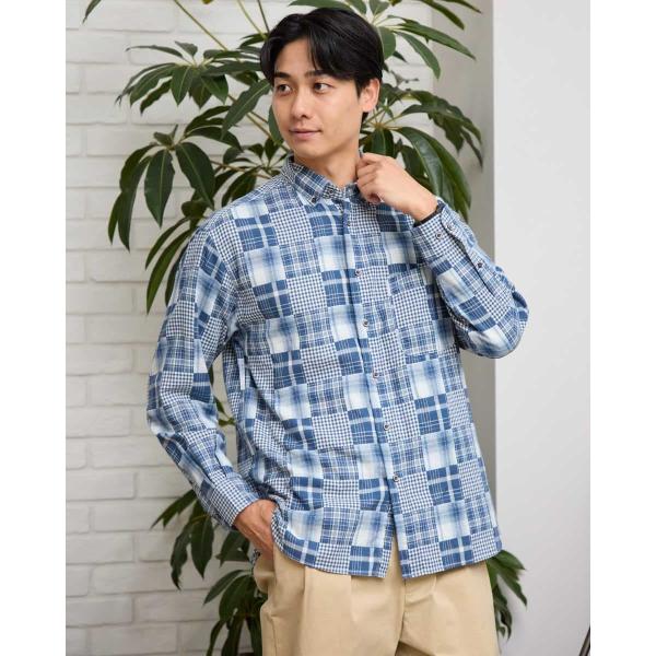 【大きいサイズ】パッチワークシャツ