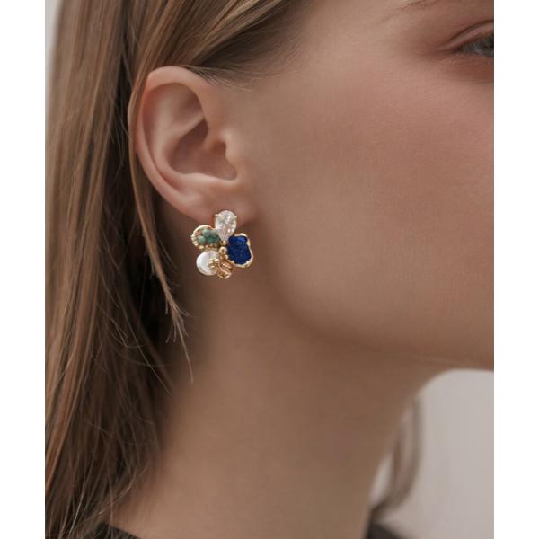 フラワービジューミックスパーツピアス