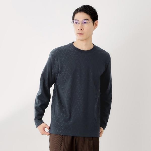 リンクスジオメトリック長袖Tシャツ【サスティナブル素材使用洗濯機OK】