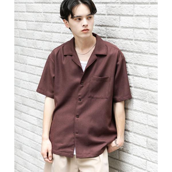 メランジプリペラオープンカラーショートスリーブシャツ