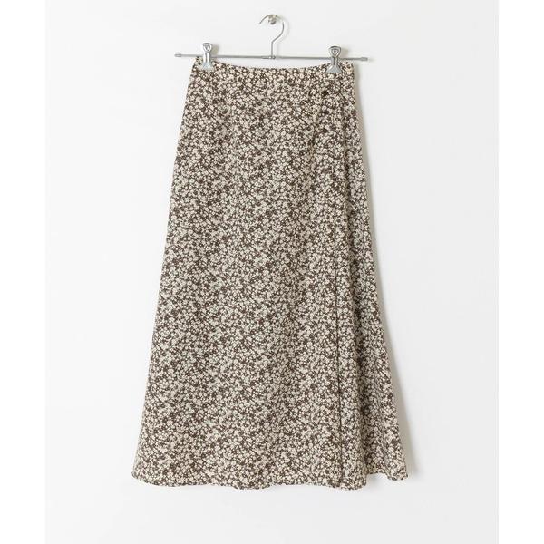 フラワープリントナローフレアスカート