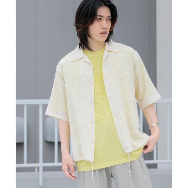 シアーレースドローコードオープンカラーシャツ