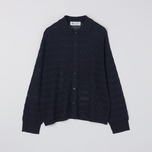 City Ambient Products:〈手洗い可能〉シアー ニット ポロ カーディガン