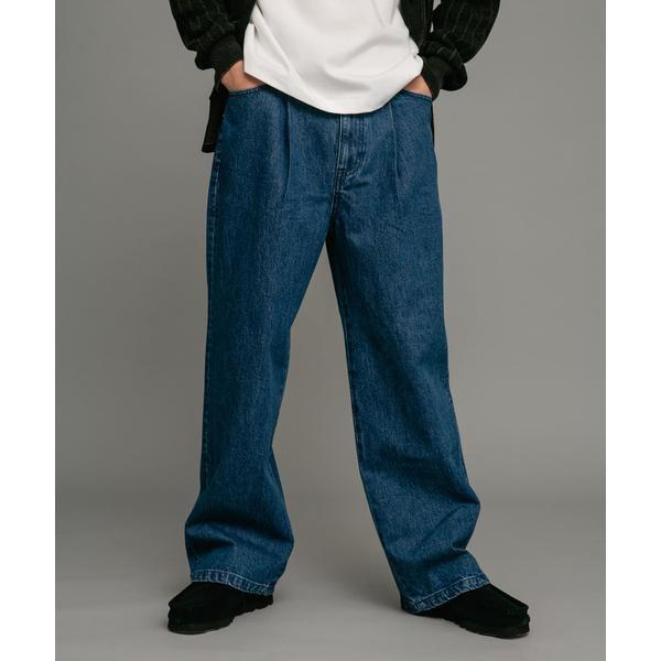 タックワイドデニムパンツ