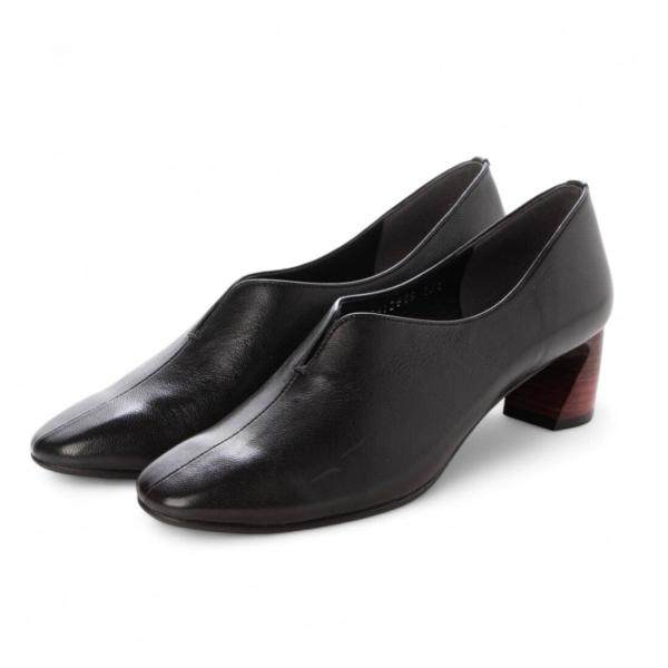 25秋冬新作4.5cmラウンドトウチャンキーヒールプレーンブーティ