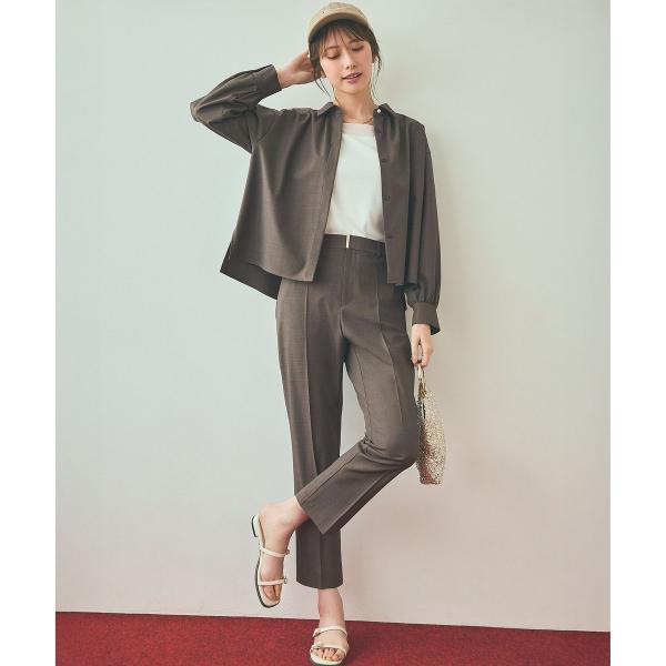 【UVカット・アンチピリング・洗える】ウーステッドエステル テーパード パンツ