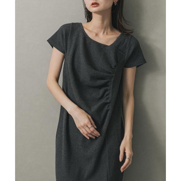 アシメネックリブワンピース