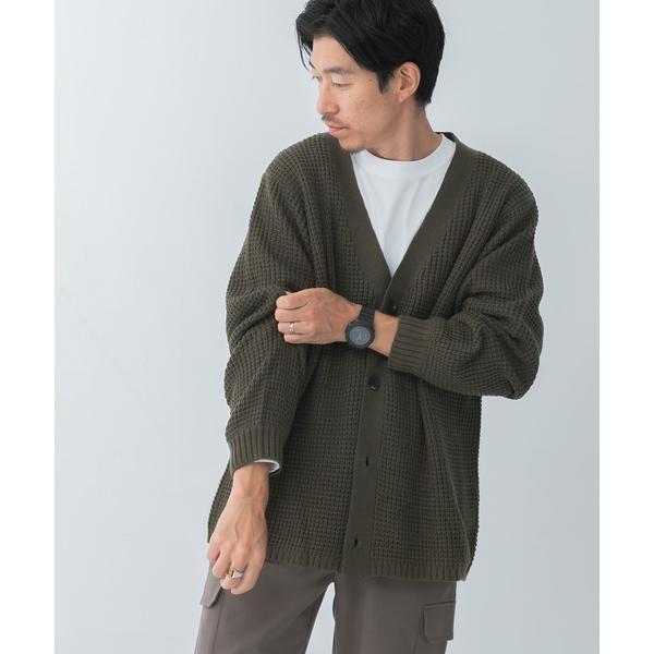 ワッフル編み Vネックニットカーディガン