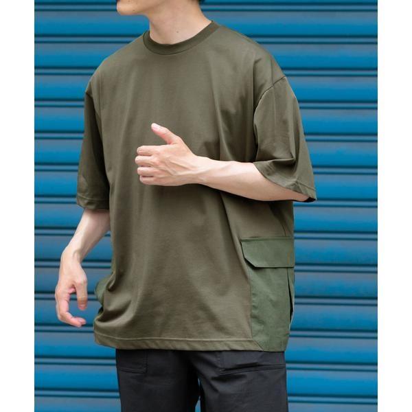 『XLサイズあり』サイドポケットキリカエ クルーネックTシャツ