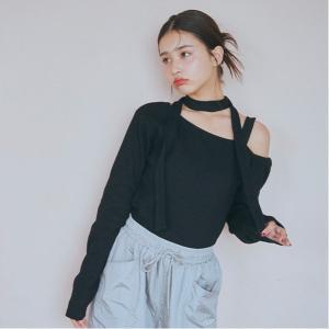 【DHOLIC】ボウタイつき長Tシャツの詳細画像4
