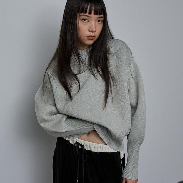 プレーティングニット プルオーバー（ラメ混・無地）