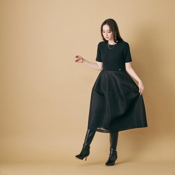 【M-StyleLuxeコラボ】【人気のため追加】メッシュスカートワンピース