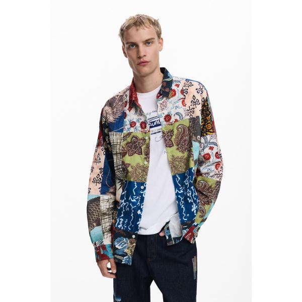 【4サイズ展開/S/XL】テキスタイルパッチワークシャツ