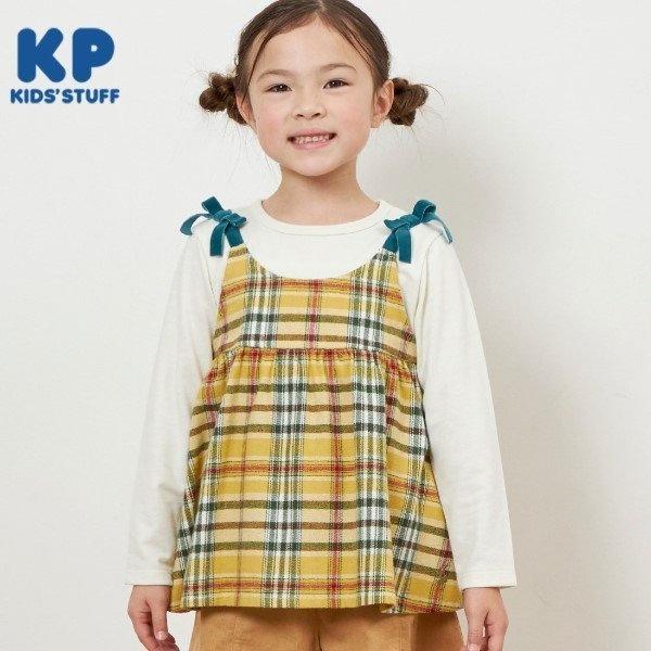 KP チェック肩リボン付ドッキングチュニック(80〜150)