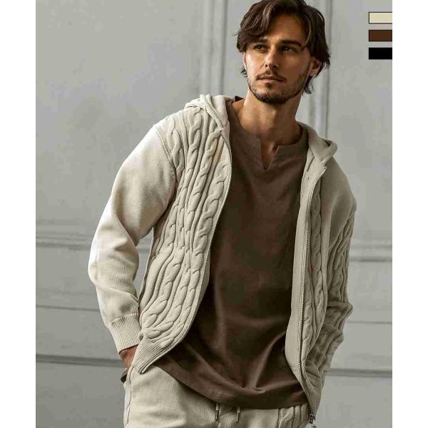 AKM Contemporary サイドケーブルニットパーカー【WEB/直営店限定】