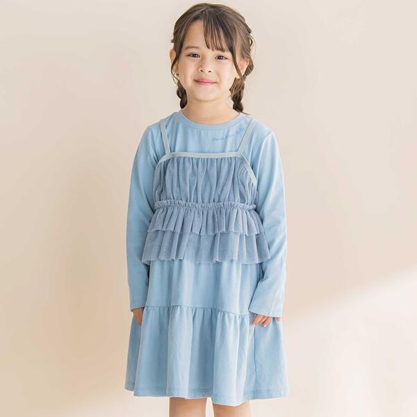 ラメチュールキャミｘ天竺ワンピースセット(80~130cm)