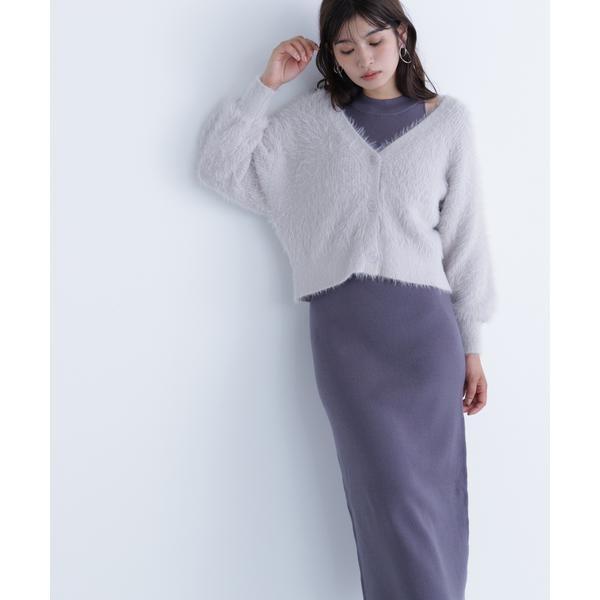 シャギーカーデセットニットワンピース