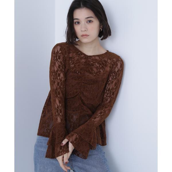 起毛レースフレアカフストップス