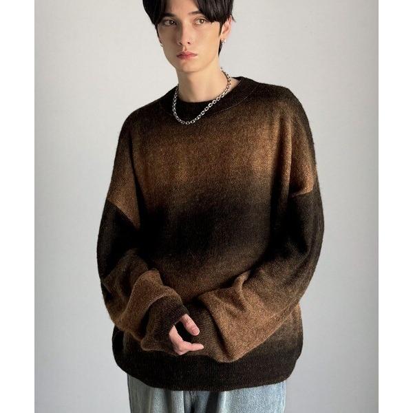 25AW新作《JaVaジャバコラボ》マルチウェイグラデーション天竺透かし編みメッシュニット（長袖）