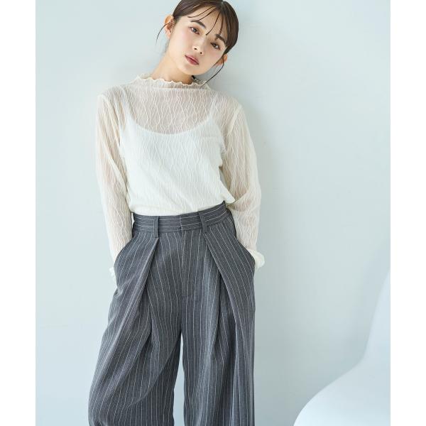 【mil (ミル)】クロスタック ワイドパンツ スラックス タックパンツ