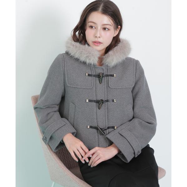 フェイクファー付ショートダッフルコート