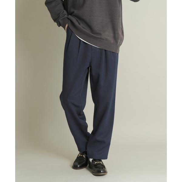 ウールライクダブルタックテーパードパンツ